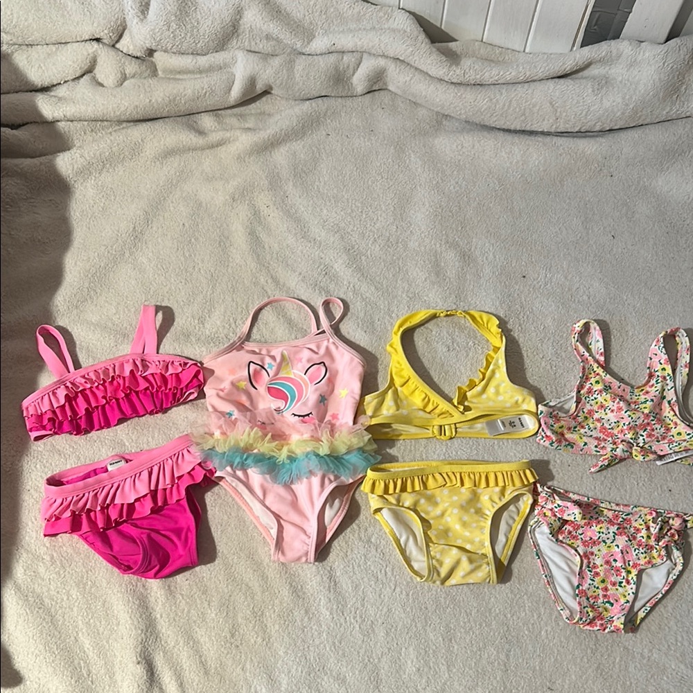 Old Navy Yellow and Floral Kids' Swimsuit Set